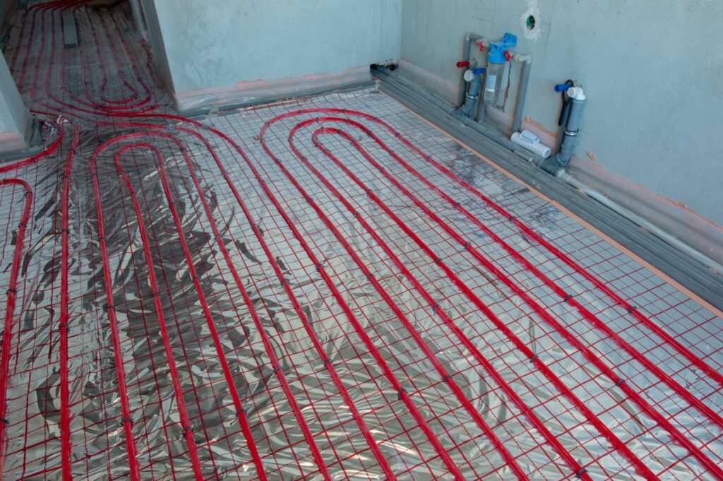 Underfloor surface heating pipes.