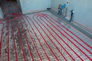 Underfloor surface heating pipes.