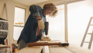 Woman renovating her house